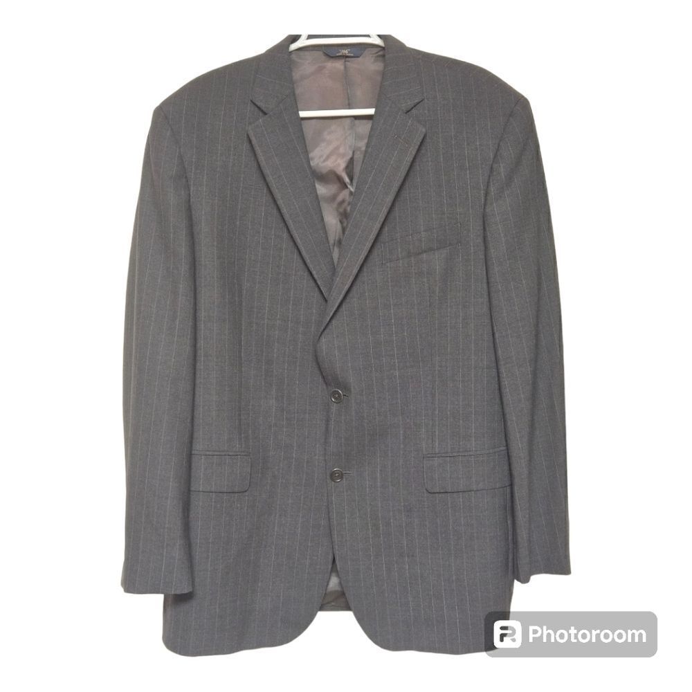 Brooks Brothers 346 Gray Pinstripe Wool Blazer 44L